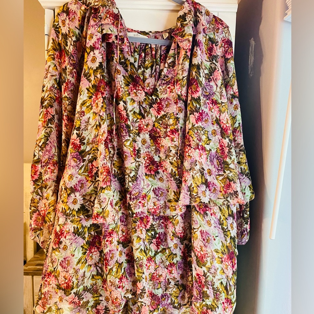 Doen Floral Mini Dress - Pink and Green